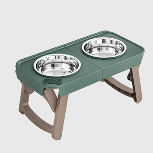 Mesa de Alimentación Plegable y Ajustable para Mascotas con Tazones de Acero Inoxidable para Perros y Gatos, Diseño Elevado Antideslizante - Product Image 5