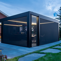 Gazebo de jardin réglable en plein air, pergola bioclimatique moderne personnalisée, motorisée, en aluminium, à lames orientables, en verre, automatique, rétractable