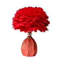 Lampe de table en céramique en forme de plume, cadeau créatif, protection des yeux, lampe de chevet nordique, décoration de chambre luxueuse haut de gamme