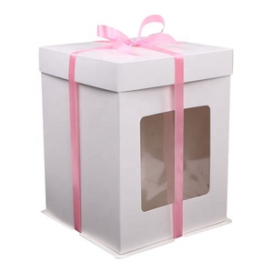 China Manufacturer 3pcs Tall Large Cake Box In Bulk With Separate Clear Lid And Base Cake Box With Window Bakery Packaging Boxes