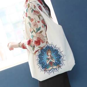 12oz biologisch gerecycled katoenen canvas bedrukte grote capaciteit op maat gemaakte schoudertas voor herbruikbare boodschappentassen - Product Image 4