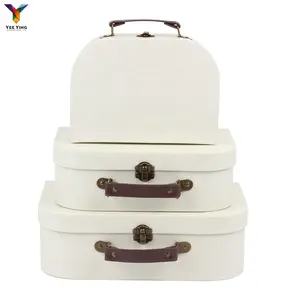 Custom Beige Color Stitching Handmade Craft Toy Paper Box Cardboard Suitcase Manufacturer