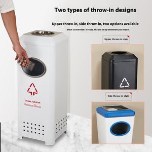 Vestíbulo del <span class=keywords><strong>hotel</strong></span> Cubo de basura de acero inoxidable de pie Pasillo Ascensor Entrada Cenicero vertical Sensor para centros comerciales Uso de oficina - Product Image 3