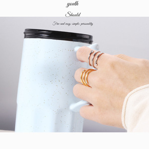 Bague ouverte minimaliste en acier inoxydable avec sertissage de diamant pour femme, bijou cadeau, design géométrique, 15 mm - Product Image 2