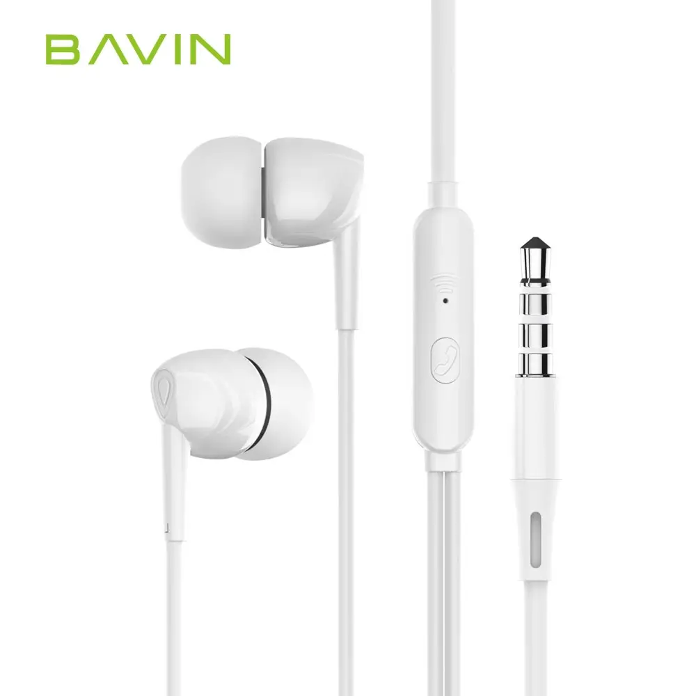 Bavin Pabrik Harga Grosir 1.2M Handsfree Bass Kustom 3.5Mm Headset In Ear Earphone Kabel dengan Mikrofon HX851