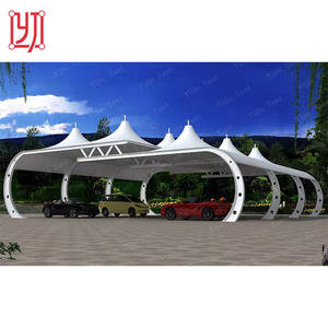 โครงสร้างเต็นท์จอดรถเหล็ก Q235 พร้อมผ้าคลุม PVDF สำหรับใช้งานกลางแจ้ง - Product Image 6