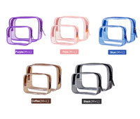 Vente en gros Trousse de toilette transparente étanche trousse de maquillage de voyage en plastique pvc trousse de maquillage transparente avec logo personnalisé