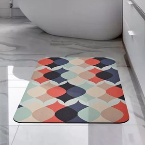Tapis de bain en terre de diatomée Chenrui, motif géométrique, antidérapant, absorbant, séchage rapide, style minimaliste - Product Image 4
