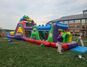 Kommerzieller 2-spuriger Hindernis parcours Aufblasbares Schloss Riesen baustein Party <span class=keywords><strong>Leap</strong></span> Bouncer Challenge Break Hüpfburg - Product Image 3