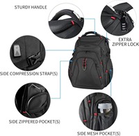 Élégant sac à dos de voyage pour ordinateur portable de 17.3 pouces poches RFID sac d'affaires Oxford Softback étanche avec USB pour sac à dos universitaire