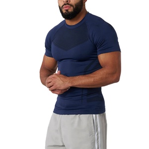 Summer <b>High</b> Quality Custom logo Short Sleeves Round Breathable <b>Collar</b> Running Apparel <b>Men</b> Sport Seamless t <b>Shirts</b> - Product Image 3