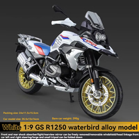 Modèle de moto en alliage moulé sous pression GS R1250 à l'échelle 1:9, effets sonores et lumineux, roue avant pivotante et roues mobiles, jouets en métal