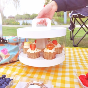 JM 2022 New Arrival Double Layer Transparent Cupcake Box Round Cake Box 5~10cupcakes Can Input