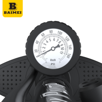 BAIMEI Steel Tube Bike Air Pump 140PSI Gauge Foldable Pedal Eco-Friendly Waterproof Lightweight Tire Pressure Monitoring Pump