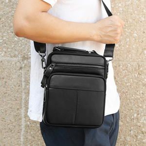 Men's Genuine Leather Crossbody <b>Bag</b> <b>Small</b> Durable Everyday Use Brown - Product Image 4