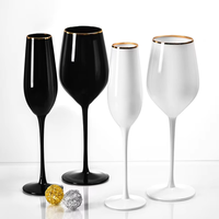 Verres à vin rouge en cristal soufflé à la main avec logo personnalisé, bordure dorée de luxe, pied long et design écologique