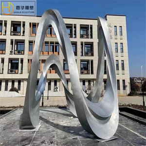 Sculpture circulaire en acier inoxydable Jiahua, installation artistique géométrique abstraite pour l'extérieur, montage au sol - Product Image 2