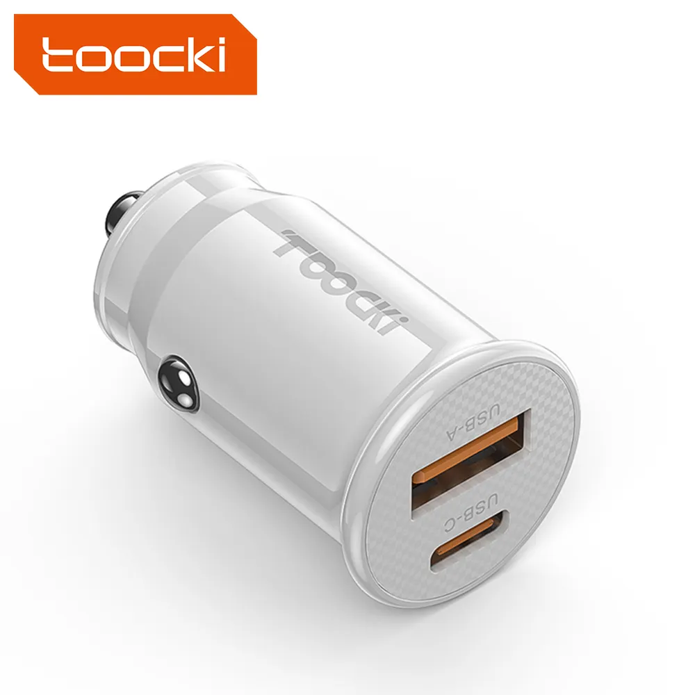 OEM 45W Pull Ring PD Type C USB A Car Charger DC12V 24V Smart Phone Mini Power Adapter Fast Charging QC 3.0 2 ports