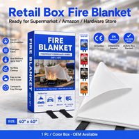 Couverture anti-feu en silicone 1x1m certifiée CE, en fibre de verre, couleur unie, emballage en boîte pour les acheteurs UE et US