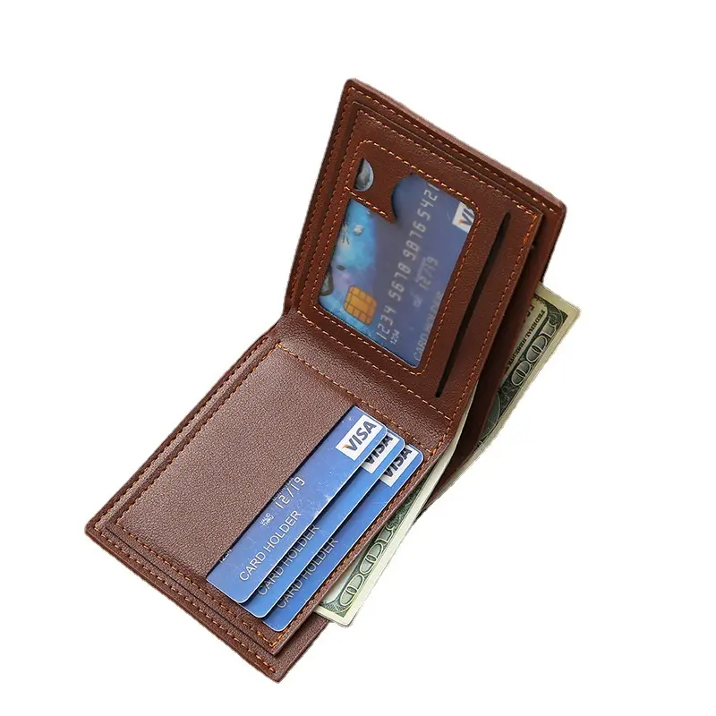 Herren Multifunktions-Karten halter Brieftasche Weiches PU-Leder Einfarbige kurze Brieftaschen