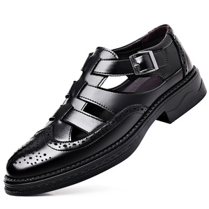 Sandalias de Negocios para Hombre, Tipo Zueco, Punta Cerrada, Cuero Genuino, Transpirables, Sin Cordones, Color Marrón y Negro, Talla Adulto C003 - Product Image 4