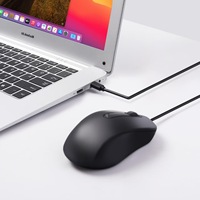 Mouse Ergonomis Berkabel Tipe-C dengan Lampu Latar LED Mini, Senyap, 3 Tombol, Roda Gulir untuk Laptop, Kantor, Tablet