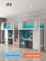 Lit superposé moderne personnalisable avec cadre métallique, gain de place, avec rangement, pour hôtel, appartement, dortoir - Écologique et durable