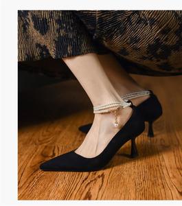 Fashion Summer Women Girl High <b>Heels</b> Pump Shoes Round Thin <b>Heel</b> Leather Pumps for Ladies - Product Image 5