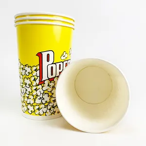 Penjualan terlaris logo cetak kustom cetak 14oz 130oz kue wafel Perancis goreng cangkir bioskop kotak ember Popcorn cangkir kertas untuk bioskop