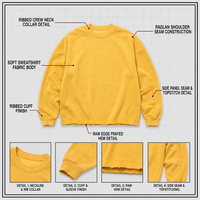 Sweat-shirt à col rond personnalisé avec logo, 310 g/m², épais, effet bouffant, multicolores, effet vieilli, pour hommes, en gros, fabrication en usine, haute qualité