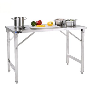 Meubles de cuisine commerciaux Heavybao, fabrication en acier multifonctionnelle, table en acier inoxydable, plan de travail pliable - Product Image 1