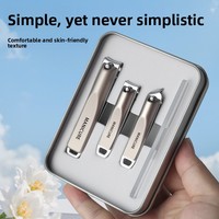 En stock, coupe-ongles portables anti-éclaboussures en acier inoxydable, ensemble de 4 pièces, boîte de coupe-ongles, lime à ongles, ensemble de beauté pour la manucure