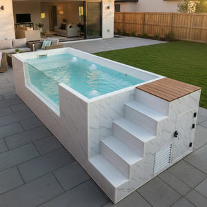 สระว่ายน้ำไฟเบอร์กลาสใสสำหรับกลางแจ้ง สระว่ายน้ำสำเร็จรูปพร้อมอุปกรณ์ตกแต่งบ้าน สระน้ำตก ทนทานต่อรังสียูวี สระว่ายน้ำสำหรับครอบครัว - Product Image 1