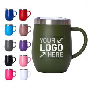12oz Wine Tumbler With Handle Stainless Steel Double Wall Vacuum Insulated Custom Logo <b>Travel</b> Mug Wholesale Promotional <b>Gift</b> - Product Image 1