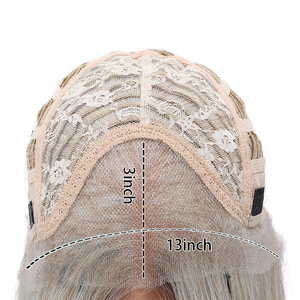 Perruque synthétique HD 13x3, lisse, dégradée, avec frontale pré-épilée, ligne de cheveux naturelle, blanc-brun, ajustable, transparente, pour usage quotidien - Product Image 3