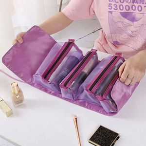 Wholesale Casual Four in One Portable Folding Travel Nylon Cosmetic Bag With Large Space Make up Bag - Product Image 5