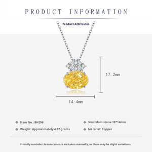 จี้ห้อยคอแฟชั่นทรงรีขนาด 10*14 มม. ประดับเพชรคิวบิกเซอร์โคเนีย สำหรับผู้หญิง ขายส่งเครื่องประดับแฟชั่นทำเองจากทองแดง - Product Image 2