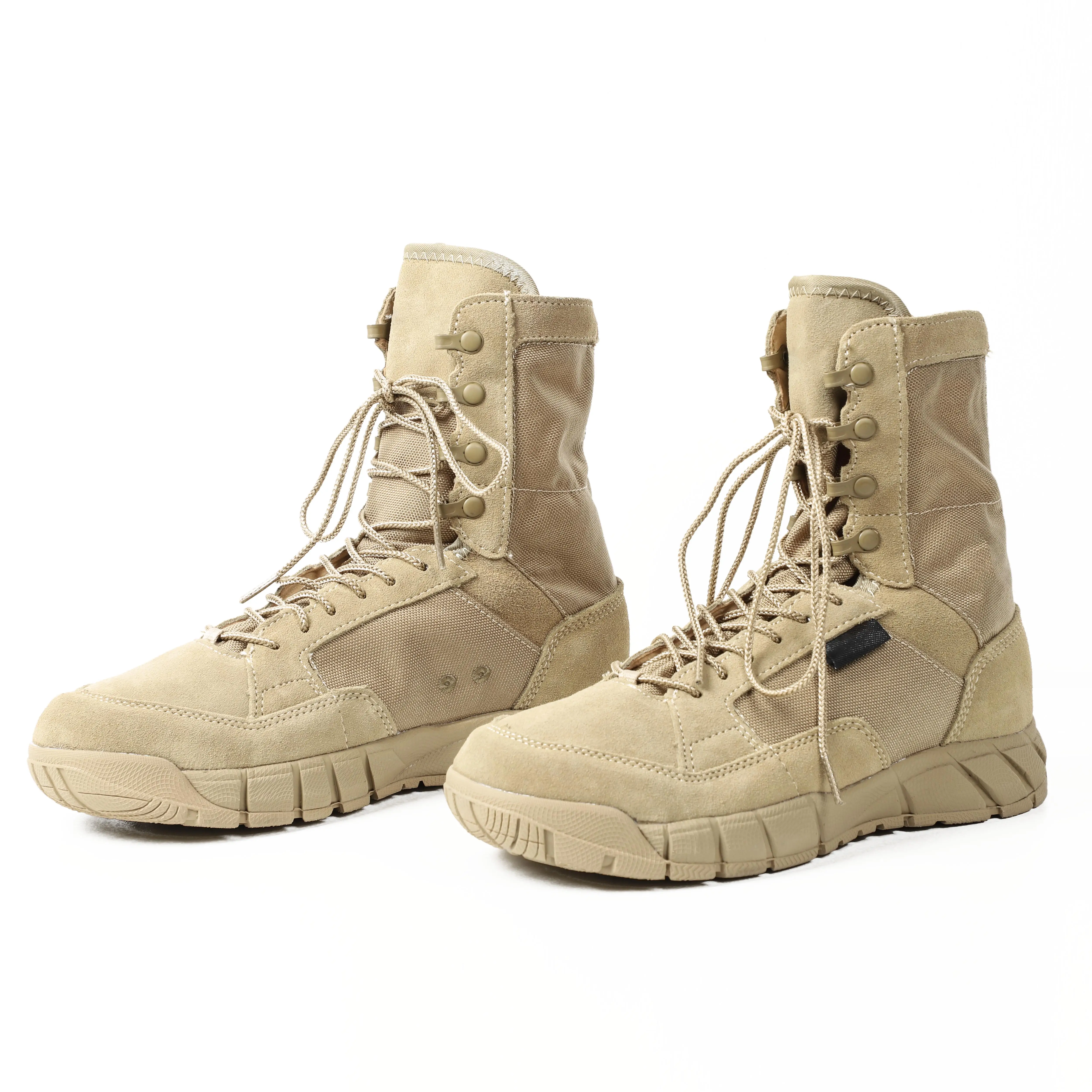 Beige Men's Khaki Suede Leather Training Tactical Boots Desert