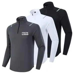 1/4 Zipper men T Shirts hygroscopic sweat releasing Quick Dry Athletic Running Gym Workout Long Sleeve t-shirts Top Sportswear