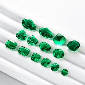 Wholesale Lab Columbian Emerald Fancy Shape Round Heart Cushion Pear Zambia 1-5Carat Vivid Green Synthetic Emeralds