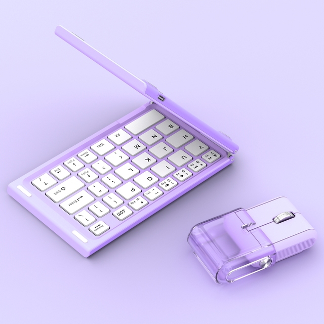 Foldable Keyboard Mouse Combo Bluetooth Keyboard and Mouse Set Dual Mode Portable Travel Keyboard for Tablet PC