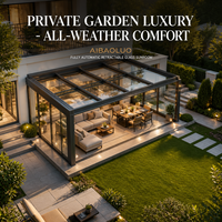 Solárium de Vidrio Retráctil Automático para Jardín de Villa Privada, Sala de Estar Exterior de Lujo, Impermeable, de Aluminio