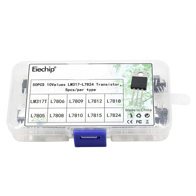 LM317T L7805 L7806 L7808 L7809 L7810 L7812 L7815 L7818 L7824 Transistor Assortment Kit 10value*5pcs 50PCS Voltage Regulator Box
