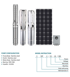 Pompe immergée solaire multi-étages haute performance Grandfar 2HP 1.5KW 4'' en acier inoxydable pour l'irrigation agricole 4SSP5/146-220/13 - Product Image 3