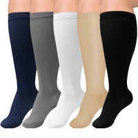 Chaussettes de compression graduée anti-fatigue 100 % coton, absorbantes, respirantes, imprimées numériquement, colorées, mi-hautes, ODM de haute qualité
