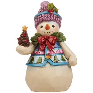 Suni çam kozalağı reçine heykeli ile küçük kardan adam noel tatil dekorasyon kardan adam suni çam kozalağı reçine heykeli ev dekor
