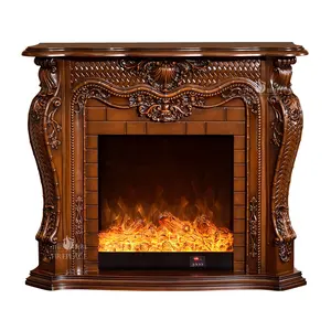 Remote control french style indoor antique cast iron wood burning led flame and electric fireplaces apartments central heating