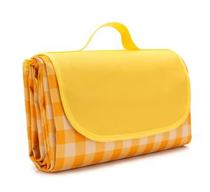 Yellow and White Squares 57"x71" Picnic <b>Blanket</b> <b>Waterproof</b> Sand Proof Beach <b>Blanket</b> for Beach Camping Park Grass Lawn Travel - Product Image 1
