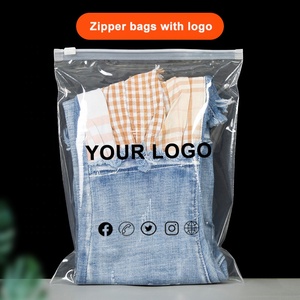 Custom Printed Transparent Frosted Plastic Zipper <strong>Pouch</strong> with Logo Packaging Bags for Clothing Coat Jeans Hoodies Gift Retail - Product Image 4