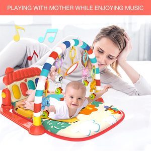 Tapis d'éveil musical pour bébé avec piano à pédales, jouet d'activités en coton pour tout-petits, arche de fitness, tapis de jeu doux pour nouveau-né - Product Image 6